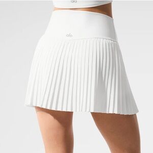 ALO Yoga White Pleated Skater Mini Skirt